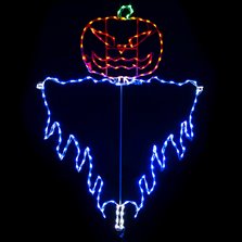 Image of Halloween LED Jack O Lantern Evil Scarecrow 72 in